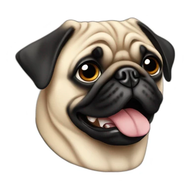 pug wearing a black t-shirt sticker