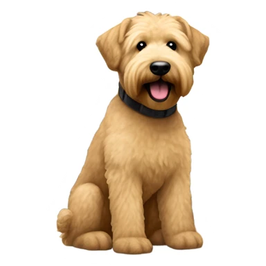 Wheaton Terrier Lighter color sitting on a oak wood flooring with a bay view window in the background  sticker