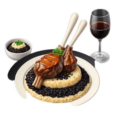 Lamb Shanks with Risotto Nero on a black plate sticker