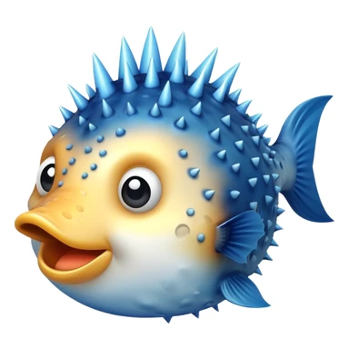 A blowfish puffs up to protect itself, showing off its spiky charm in the ocean sticker