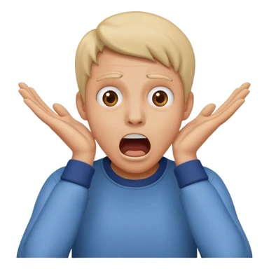 mouth open scared face with 2 hand stay on face, with clothes sticker