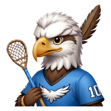 Eagle with lacrosse stick blue jersey sticker