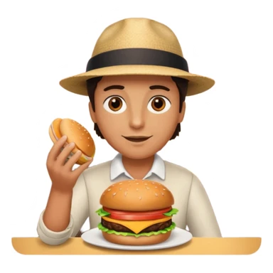 ordering a hamburguer on a restaurant sticker