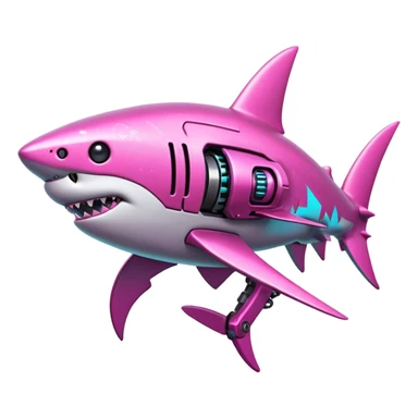 glitter mech shark pink cyberpunk sticker