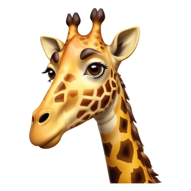 Cinematic Comical Giraffe Portrait Emoji, Head tilted dramatically with an exaggeratedly amused expression, featuring a striking, patterned Fur with playful patches and a long, quirky neck, wide, expressive eyes filled with playful disbelief, Simplified yet hilariously expressive features, highly detailed, glowing with a slightly sassy glow, high shine, dramatic yet playful, stylized with an air of cheeky mischief, bright and endearing, soft glowing outline, capturing the essence of a spirited and over-the-top giraffe, so meme-worthy it feels like it could tower its way into internet fame instantly! sticker