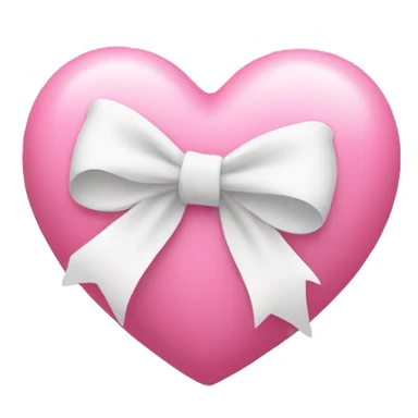 a pink heart with a white bow wrapped around it sticker