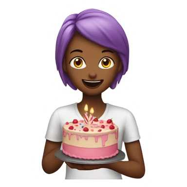 Birthday girl eating cake sticker