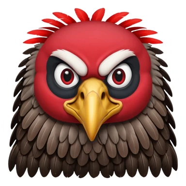   Old black and red angry  vulture looking ahead sticker