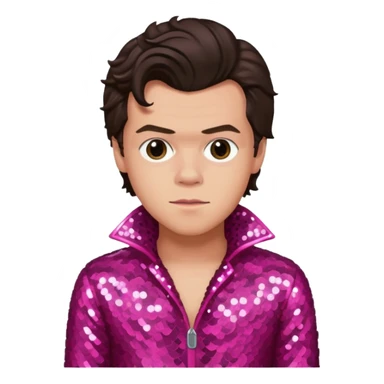 Harry Styles from One Direction with light skin, dark brown hair, dark pink sequin outfit sticker