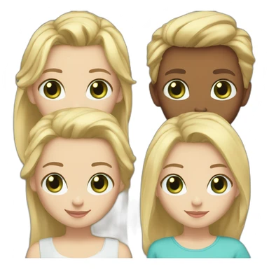 2 boys blonde hair blue eyes 2 girls blond hair blue eyes one man blond hair blue eyes one woman brown hair green eyes, white skin sticker