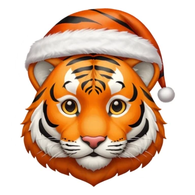 tiger with santa claus hat sticker