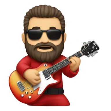 Un mutante barba roja tocando una guitarra eléctrica vestido rockero sticker