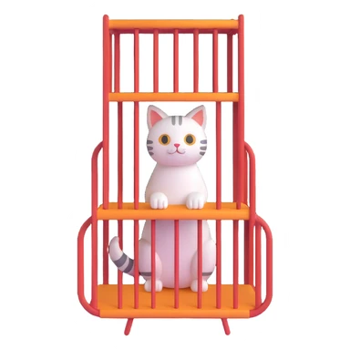 a cat sitting inside a rack, playful and cute sticker