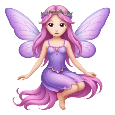 Lilac and pink fairy with wings but you can see her whole body and make her super pretty with long hair and long legs  sticker