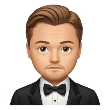 Illustrate Leonardo DiCaprio in a tuxedo with a classic suave expression. sticker