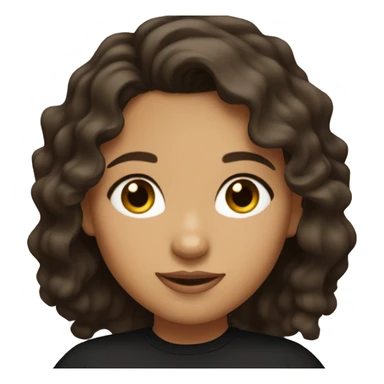 slightly tan Latina girl with wavy dark brown hair and dark brown eyes wearing black shirt sticker