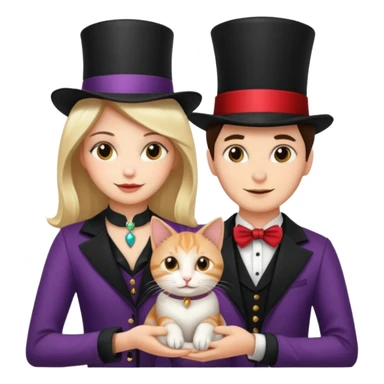 magician couple and their pet cat sticker
