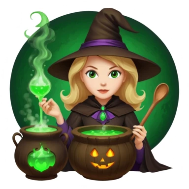Nicole Kidman making green glowing potion in witch costume sticker