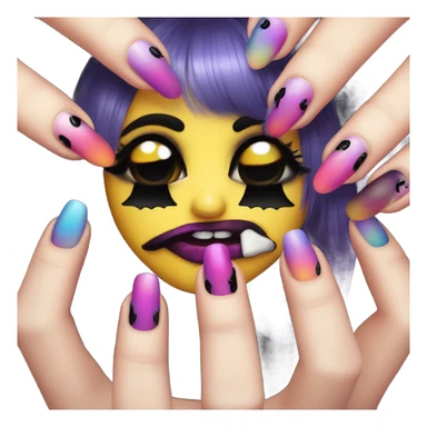 Goth smiley with big lips and long lashes with acrylic nails sticker