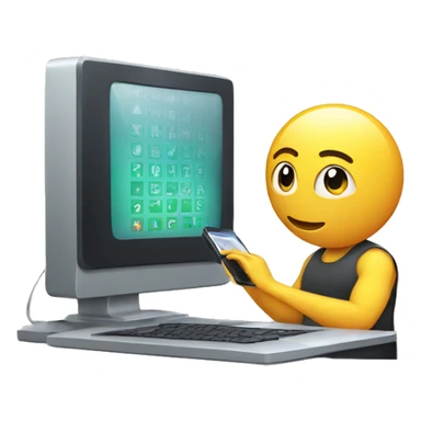 person using a phone to scan a code in the computer sticker