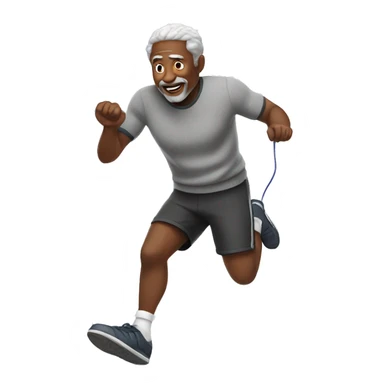 Black older man in sweater jumping rope sticker