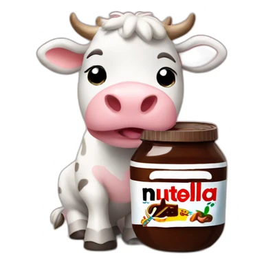 cow hugs a jar of Nutella sticker