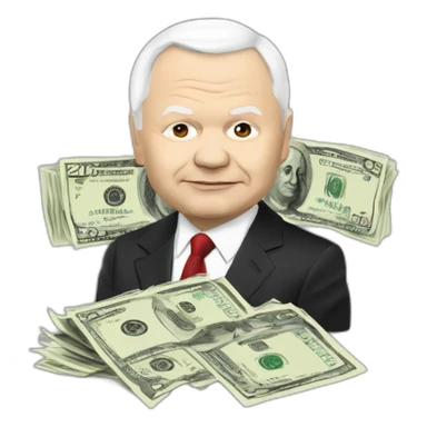 Jaroslaw Kaczynski with money sticker