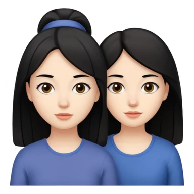 Two sisters one brunette one white with black hair one a little taller than the other.  sticker