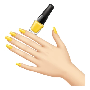 Generate a high-quality illustration of a generic hand with yellow nail polish being applied, flat vector or simple cartoon style, no recognizable person, no facial features, no brand markings, simple white background, high-resolution.
 sticker