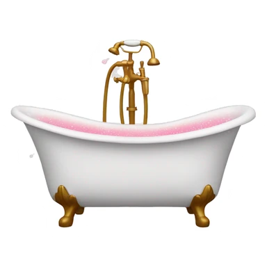 White bathtub with pink and gold accents and bubbles sticker