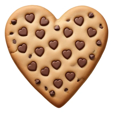 Realistic heart shaped chocolate chip cookie isolated.  sticker