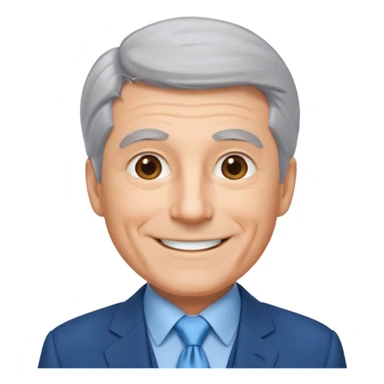 Create an emoji of a 62-year-old man in a blue suit and light blue tie with gray hair. sticker