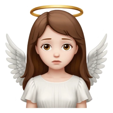 brown hair girl angel, sad sticker