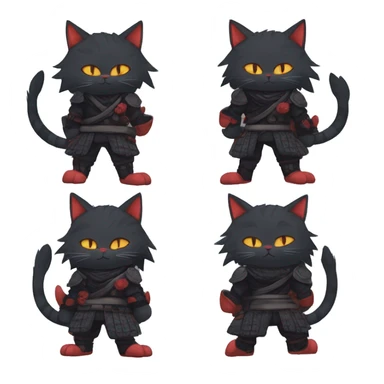 Edgy Cool Anthro Samurai cool pretty dark Litten-Pokémon-cat-fursona-animal techwear Bandages gloves socks sticker