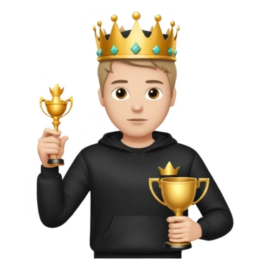 MVP + Gaming + Black sweatshirt + White guy with crown + Tournament Cup  + Gun  sticker