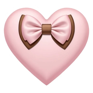 Pastel Pink Heart with two bows that are brown and cream/white sticker