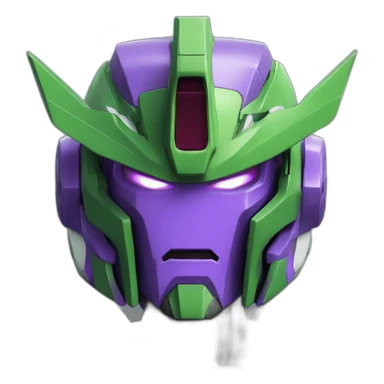 purple and green gundam mecha face sticker