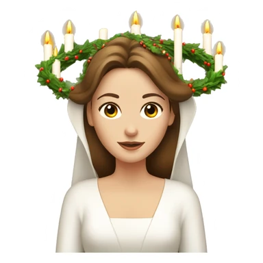 brown haired white women with white gown and advent wreath with long-candles on the head sticker