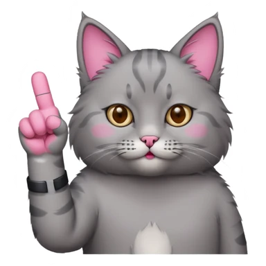 Gray cat giving middle finger sticker