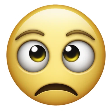 Smiley face with downward turned wide eyes and a straight mouth sticker