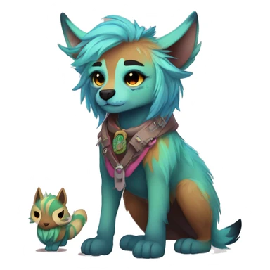 Cool cute Kawaii edgy colorful anthro fantasy-animal-fursona griffsnuff & LiLaiRa & Falvie full body sticker