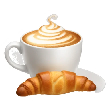 Cup of cappuccino with croissant sticker