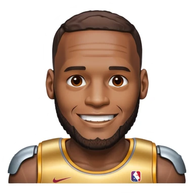 Lebron James smiling
half his face is robot/cyborg like sticker