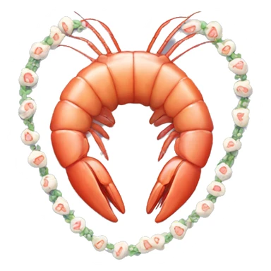 shrimp heart adorned with shrimp garland  sticker