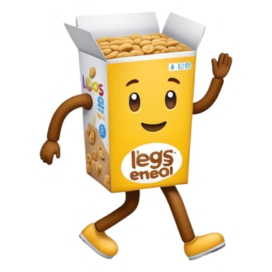 cereal box with legs walking sticker