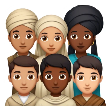 5 friends: 2 North African, 1 Iranian, 1 Indian, 1 black sticker