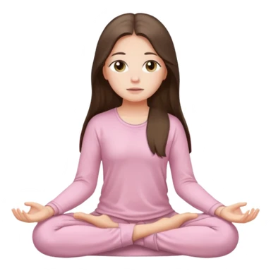 pretty white brunette teen long hair with hazel eyes in light pink meditating sticker