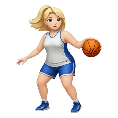 Full Body white plus size Girl coach playing basketall with blonde hair sticker