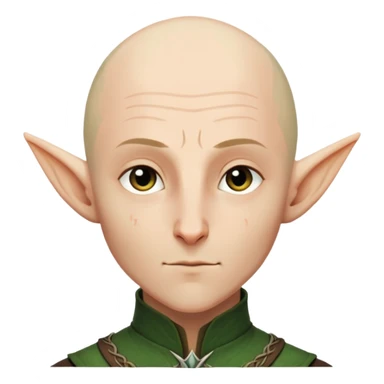 Solas from Dragon Age with bald head and pointed elf ears sticker