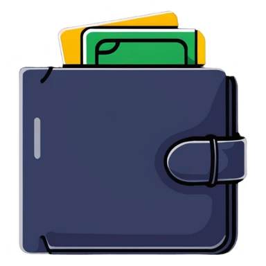 wallet with credit cards and currency sticker